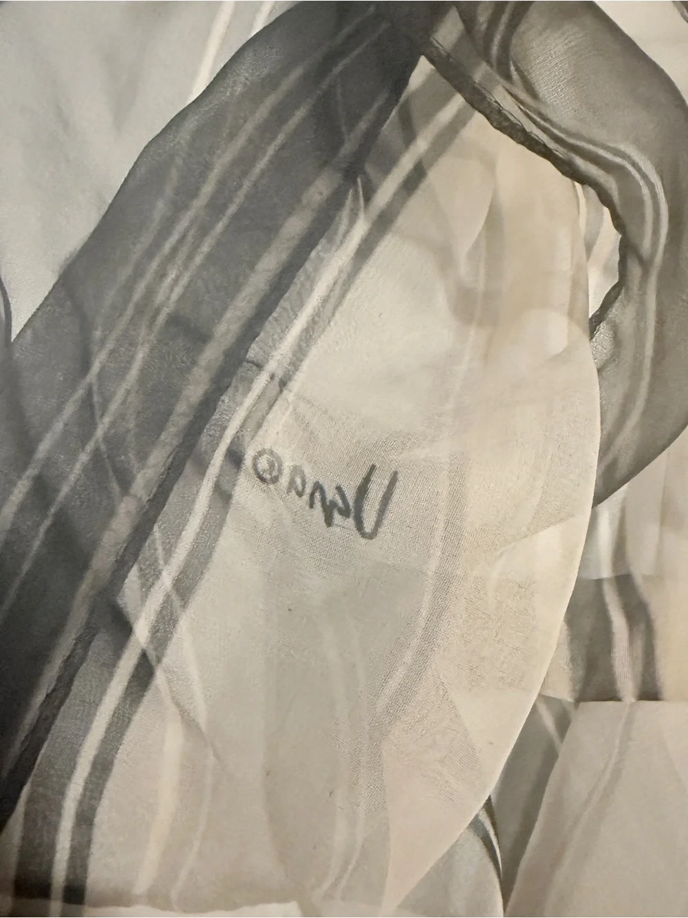 Vintage Vera‎ Neumann Sheer Scarf in Black and White, Oblong 52” Head Scarf